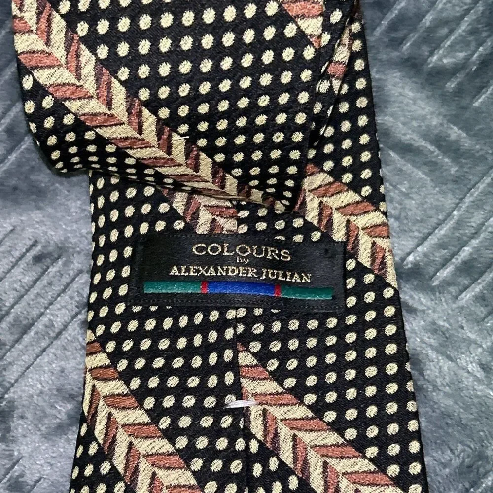 Colours by Alexander Julian Silk Tie Black Gold Red